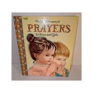 Vtg 1970's Golden Treasury Prayers Boys Girls Book Eloise Wilkin Big 12 x 10
